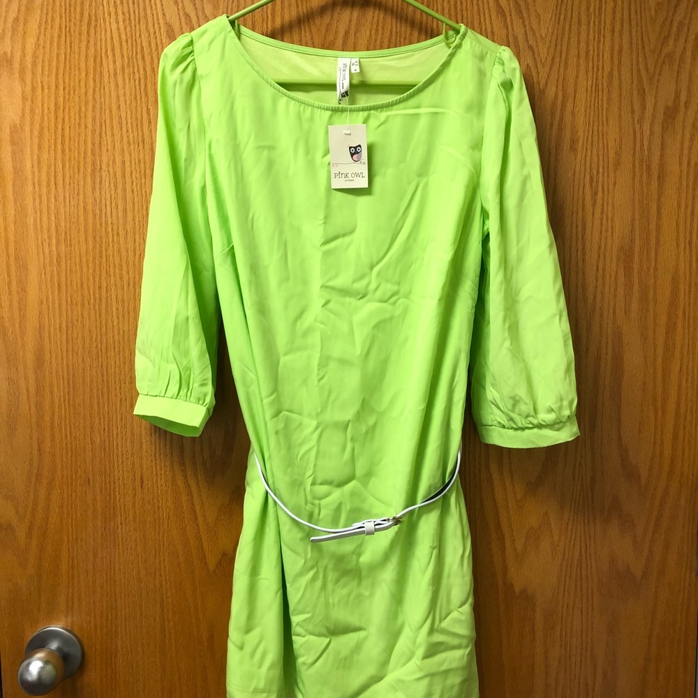 Pink Owl Lime Green Sheath Dress